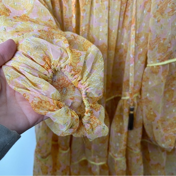 Free People Butterfly Swinging Orange and Yellow Midi Dress - Picture 3 of 6